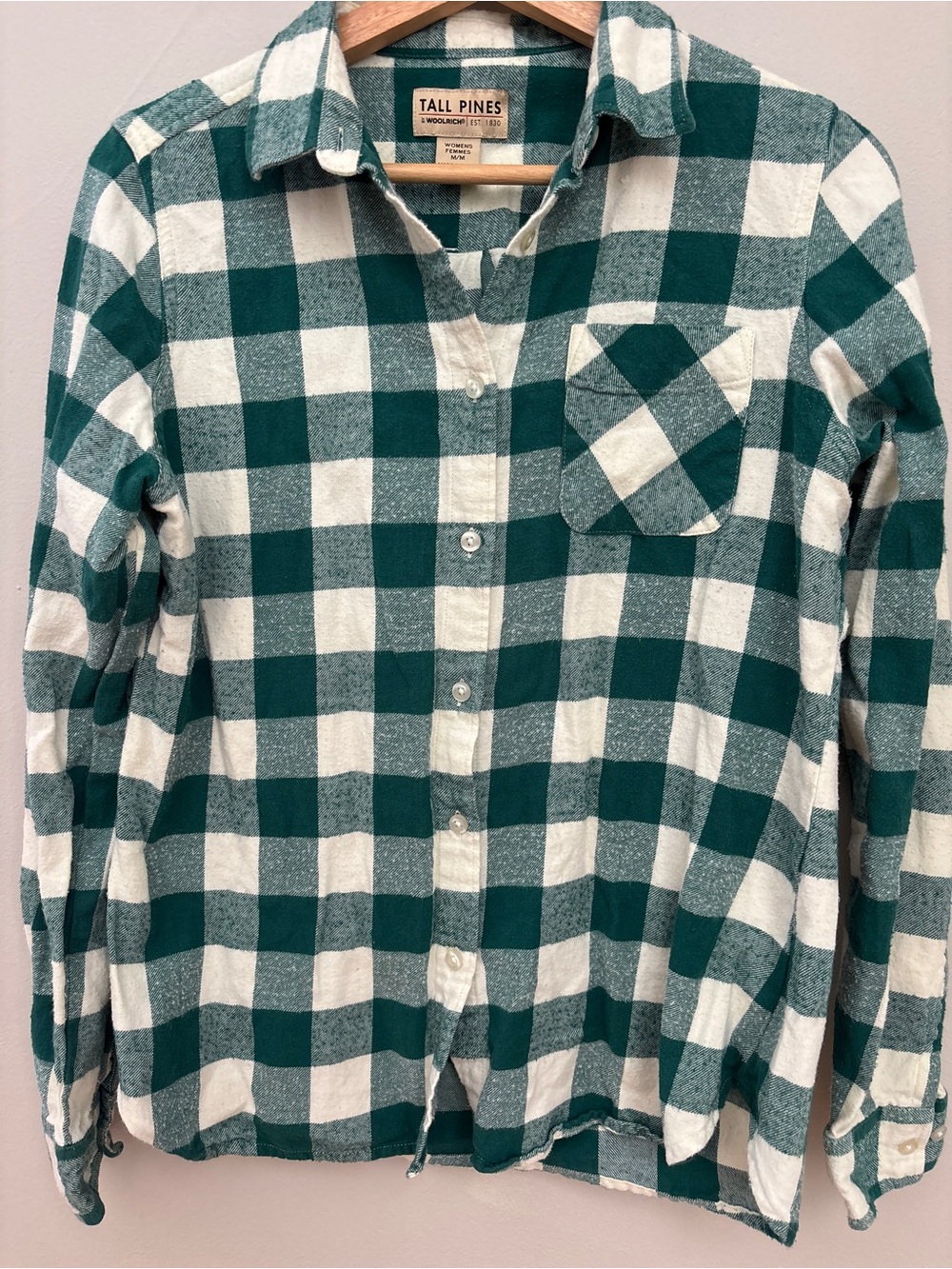 Woolrich Green and White Plaid Kids Button-Down Shirt